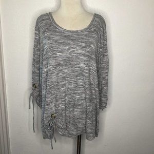 C. Est. 1946 Marled Ribbed Sweater Grey/White Plus Size 18/20